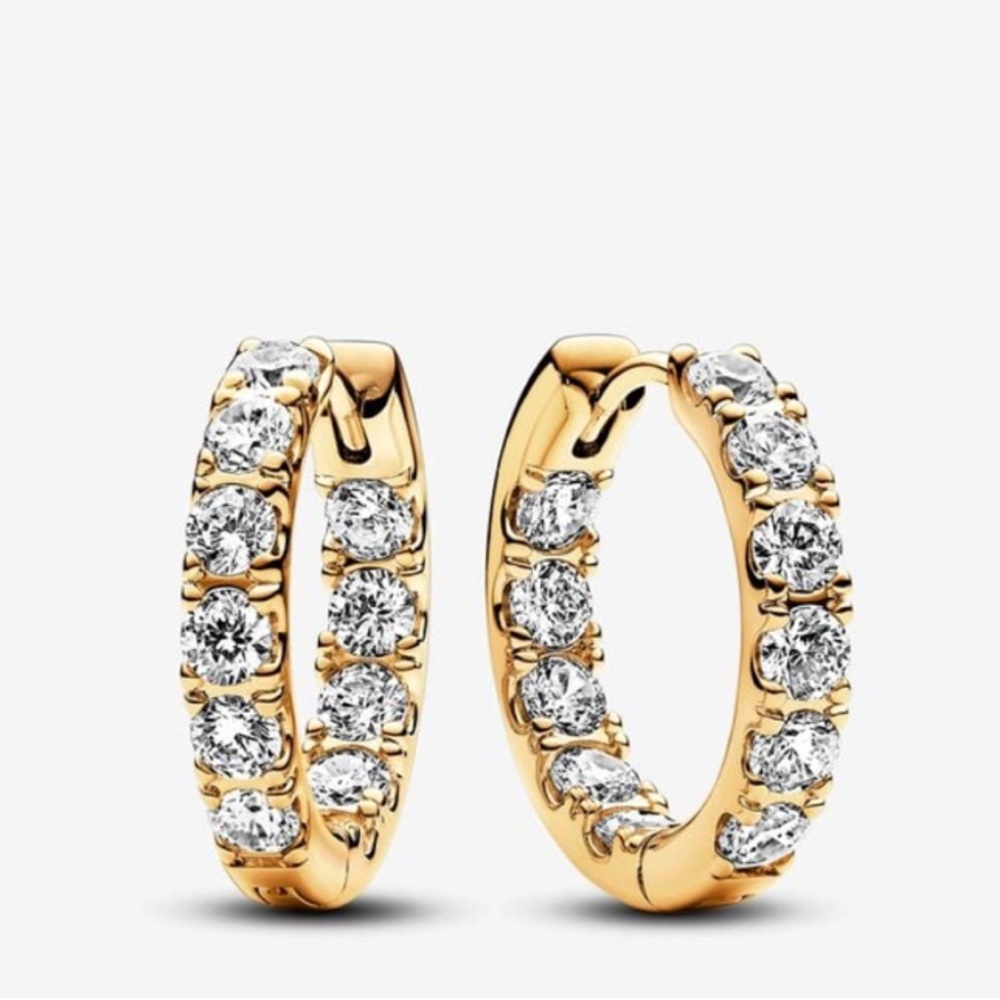 Pandora Gold and Silver Sparkling Hoop Earrings